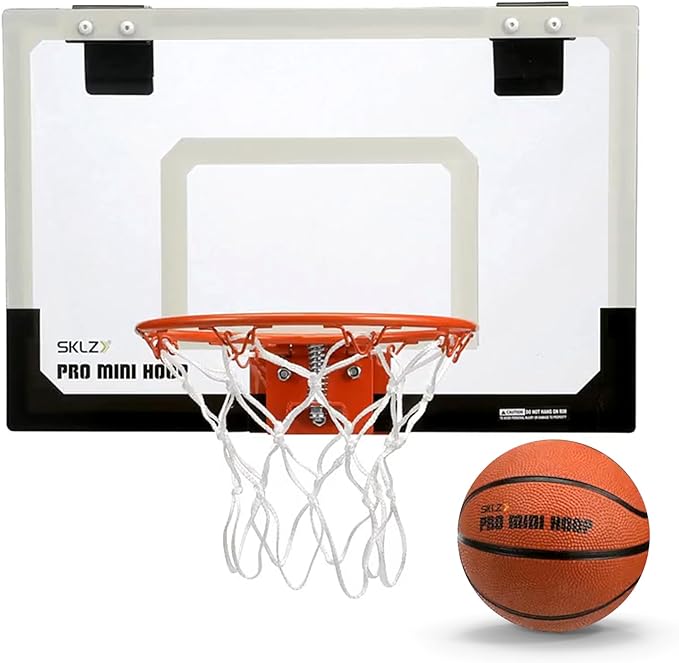 SKLZ Pro Mini Basketball Hoop - 18" x 12" Clear, Shatterproof Backboard, Breakaw