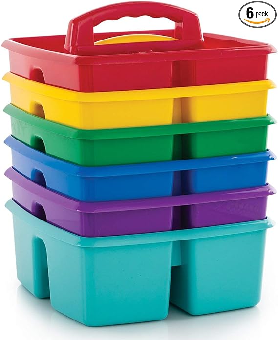 Storex Classroom Caddy, 9.25 x 9.25 x 5.25 Inches, Assorted Colors, Color Assort