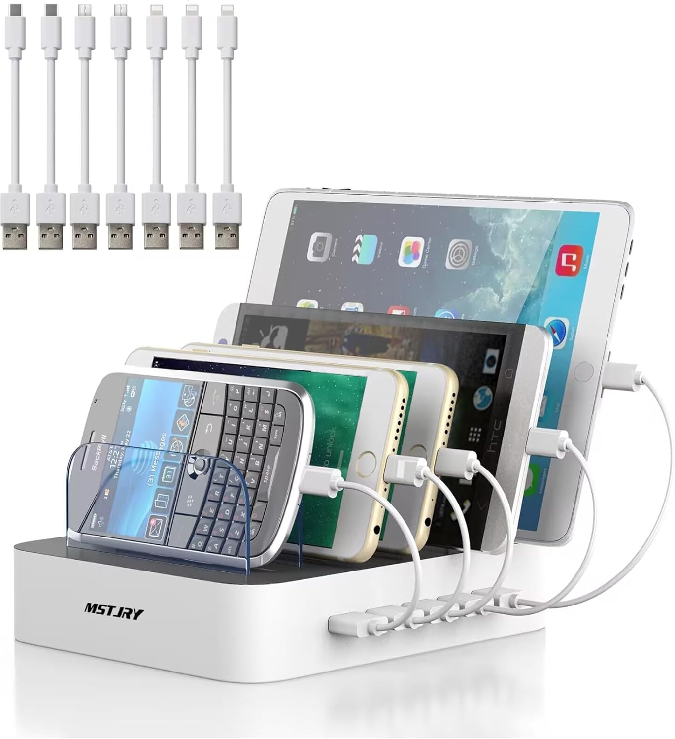 MSTJRY Charging Station for Multiple Devices : 5 Port Multi USB-A Charger Statio