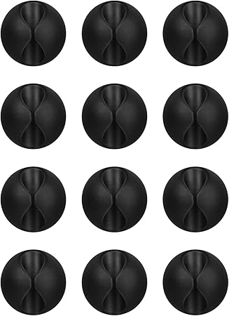 Flezoo Cord Holder Cable Holder, 12PCS Black Adhesive Cable Clips Cord Organizer