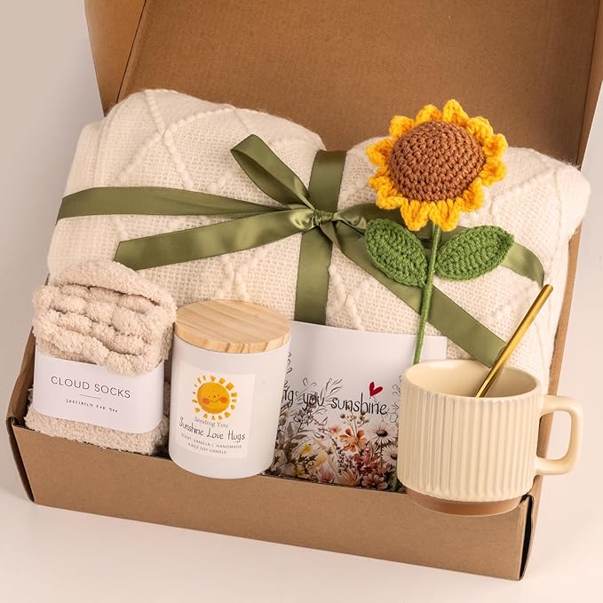 Sending Sunshine Sunflower, Thinking of You Care Package Unique Gift Baskets for