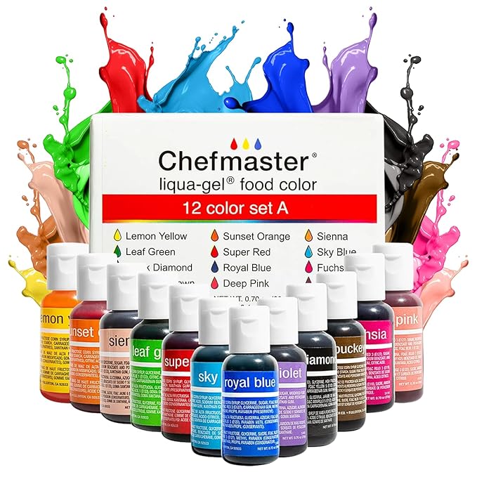 Chefmaster gel food coloring 12 pack vibrant colors