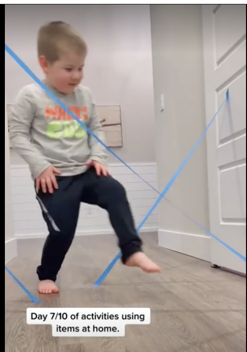 painters tape maze for kids