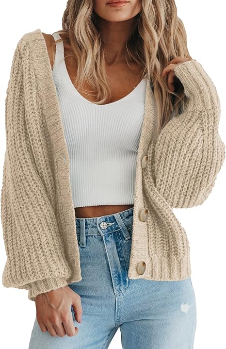 PRETTYGARDEN chunky knit oversized cardigan neutral mom outfit