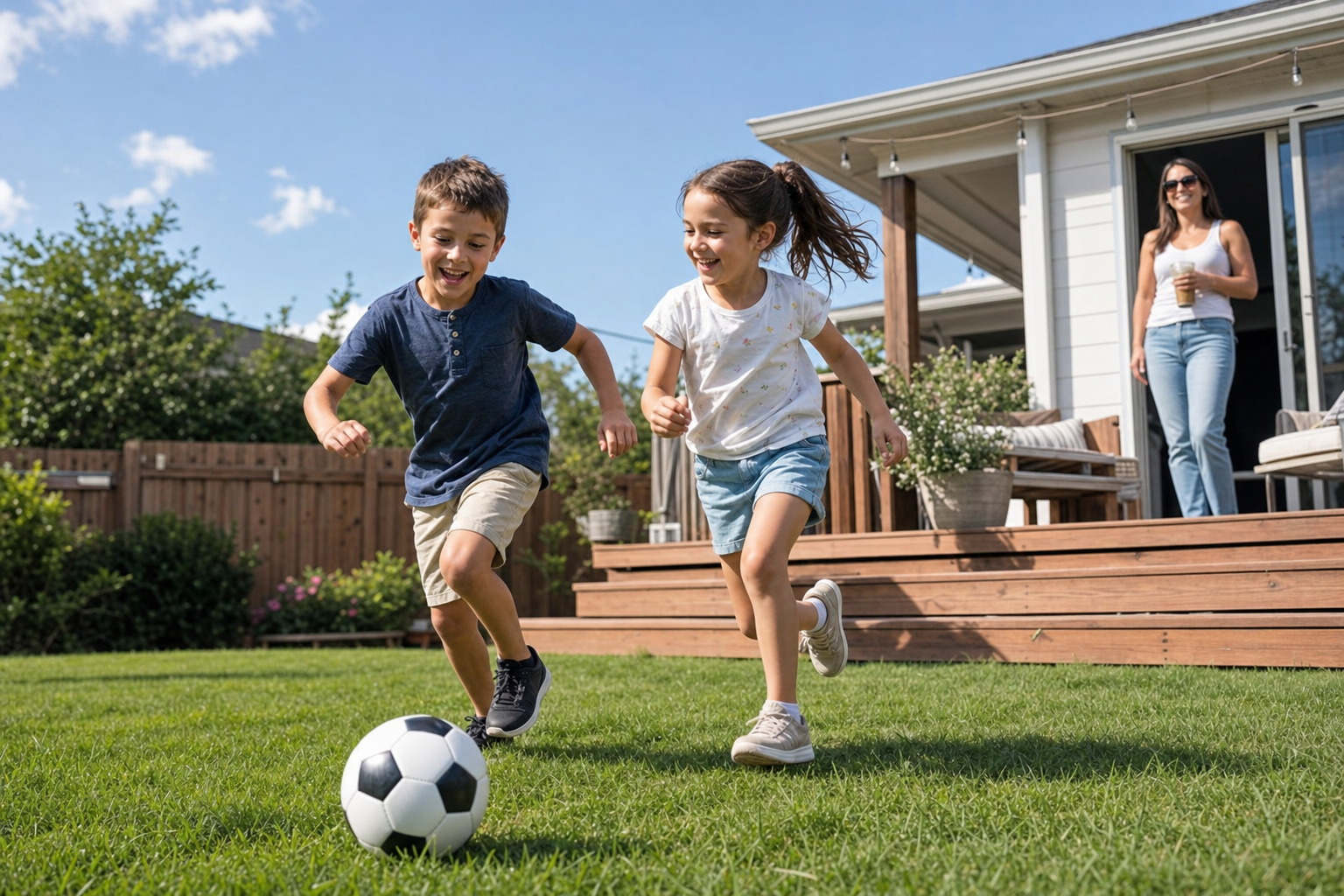 ADHD kids playing soccer outside as physical activity replacement for screen time