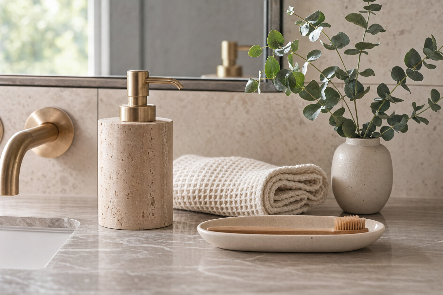 amazon bathroom upgrades under 30 travertine soap dispenser waffle towel eucalyptus