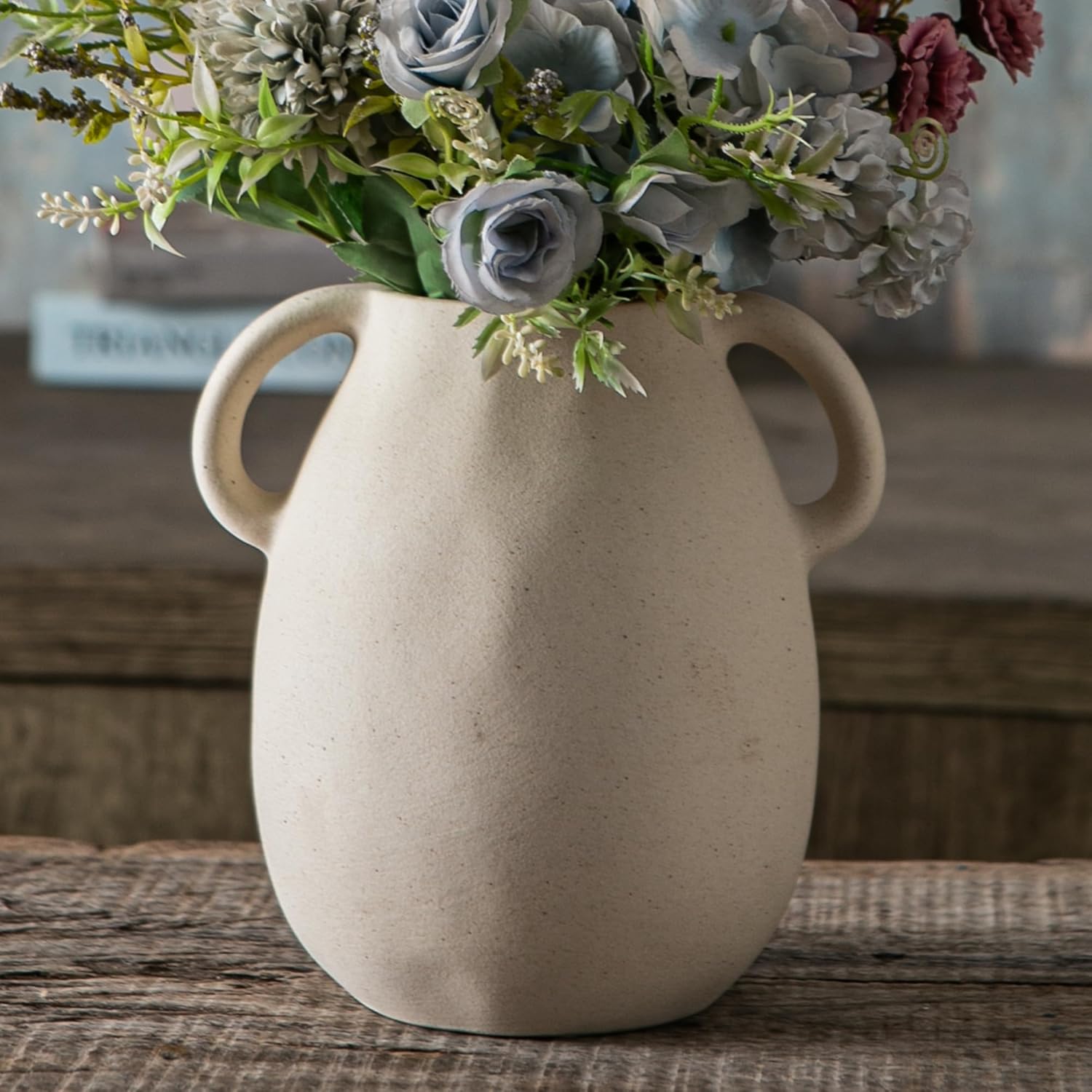 cream ceramic stoneware vase with handles amazon under 30 pottery barn dupe