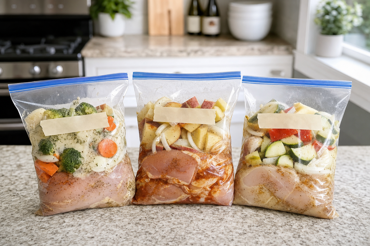 freezer dump bags for crockpot meal prep family slow cooker dinners