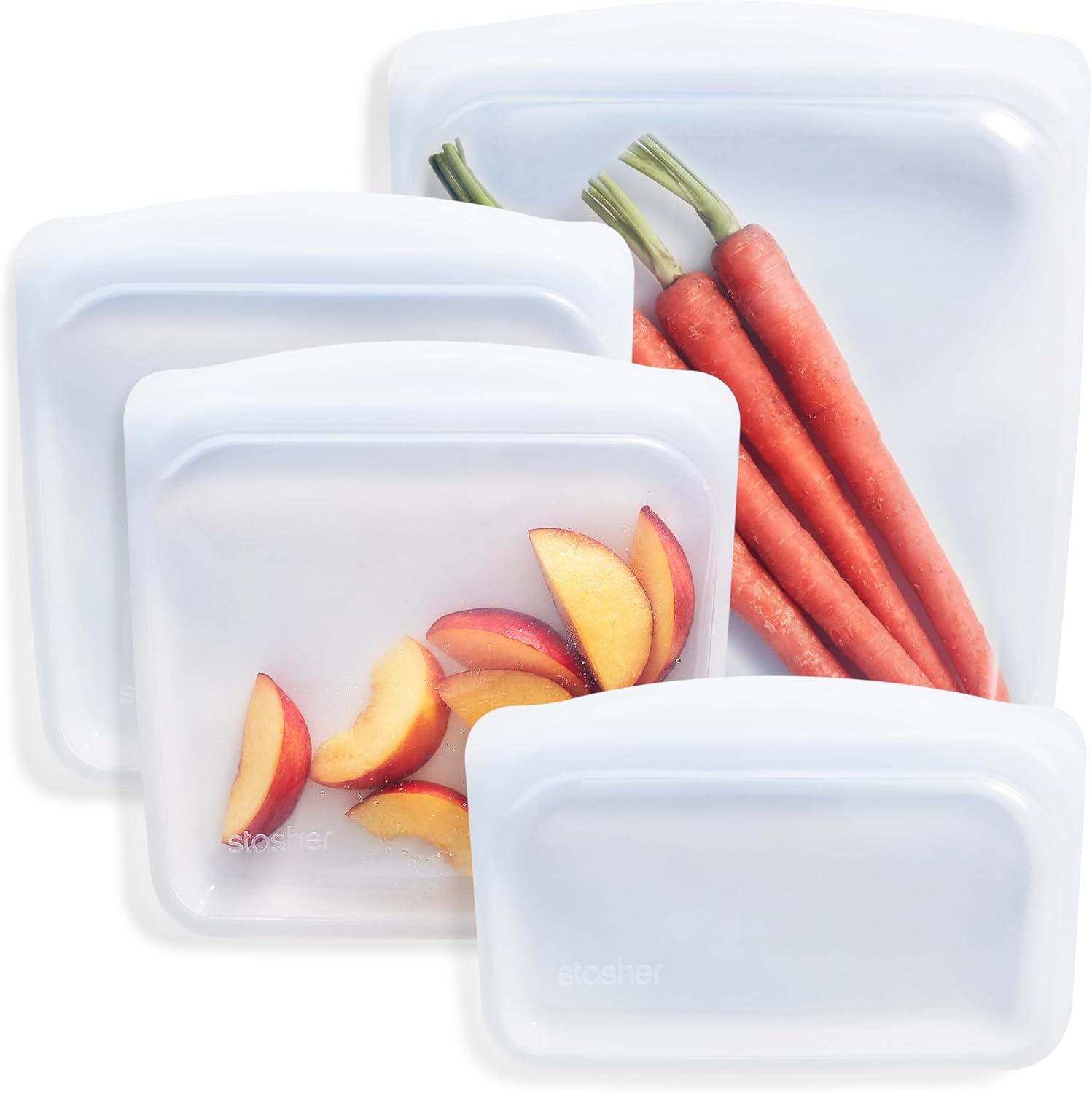 Stasher reusable silicone freezer bags 4 pack for meal prep storage