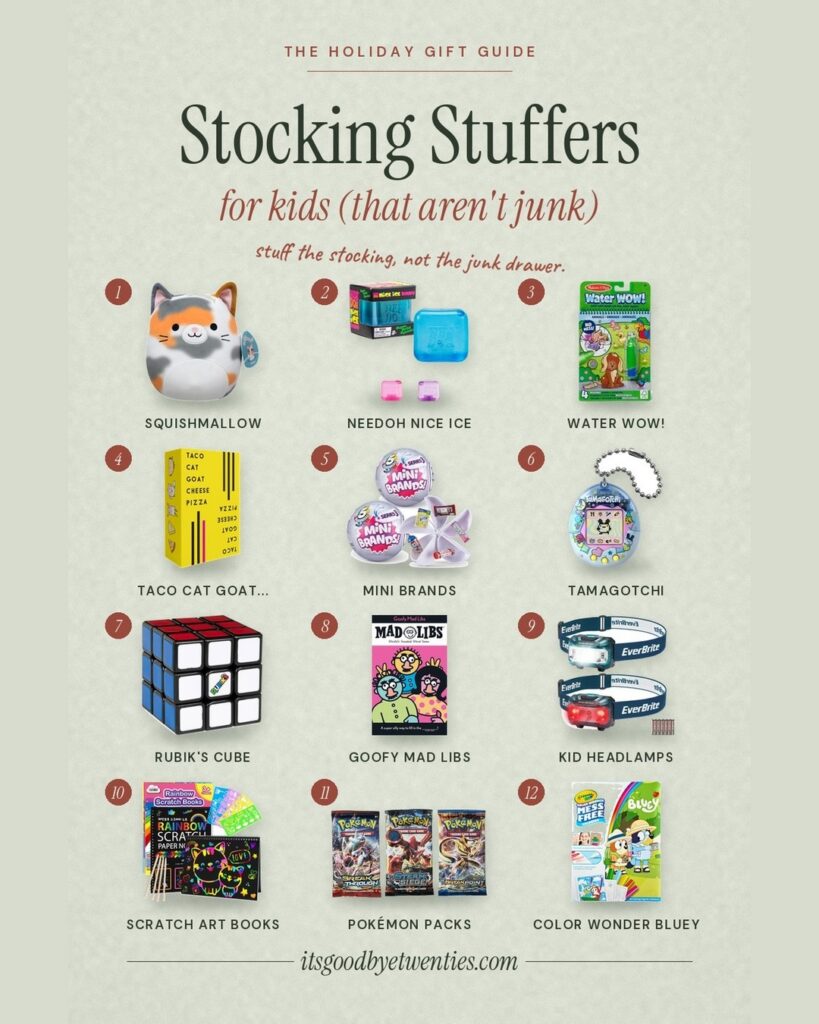 Stocking stuffers for kids that aren't junk gift guide collage